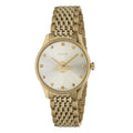 Brand: Gucci Series: G-Timeless Model: YA1264155 Gender: Ladies Movement: Quartz Water Resistance: 50 meters / 165 feet Features: Stainless Steel, Gold, Analog