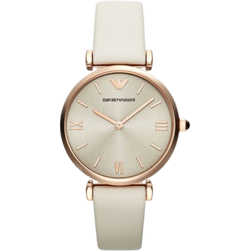 Emporio Armani Light Brown Dial White Leather AR1769