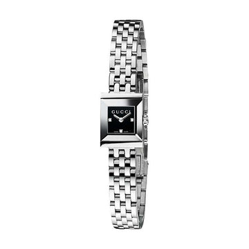Brand: Gucci Series: G-Frame Model: YA128507 Gender: Ladies Movement: Quartz Water Resistance: 30 meters / 100 feet Features: Stainless Steel, Analog