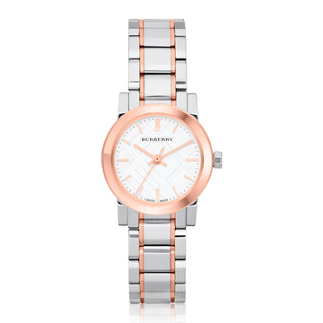 Burberry White Dial Rose Gold Ion-Plated Bezel BU9205