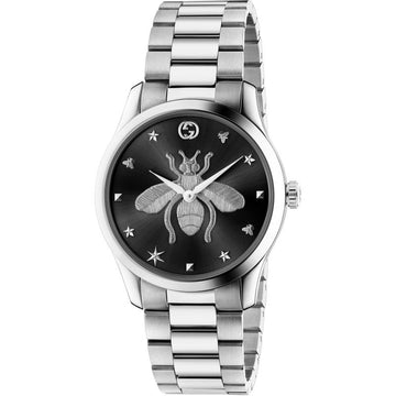 Brand: Gucci Series: G-Timeless Model: YA1264136 Gender: Ladies Movement: Quartz Water Resistance: 50 meters / 165 feet Features: Stainless Steel, Analog