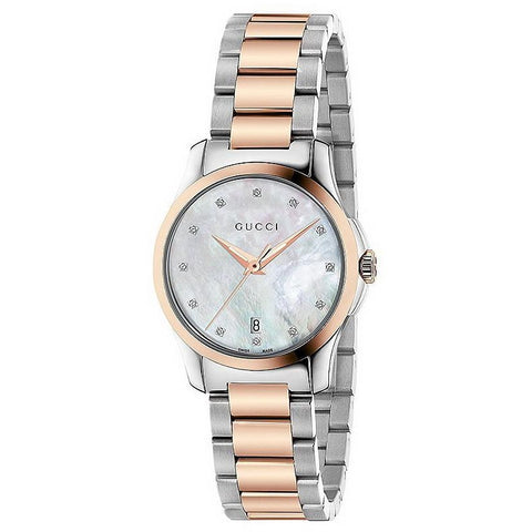 Gucci G-Timeless Diamond Mother of Pearl Dial Watch YA126544
