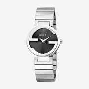 Gucci Interlocking G Black Dial Stainless Steel Ladies Watch YA133502