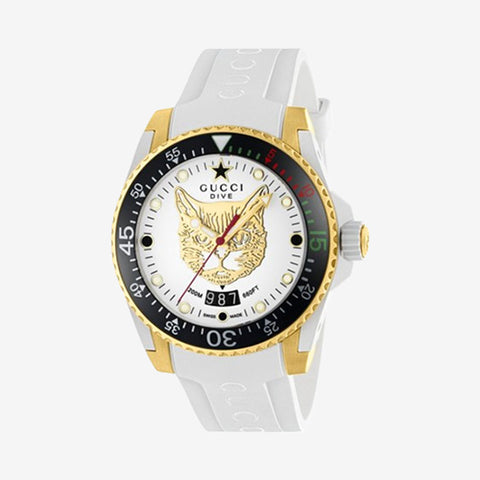 Gucci Dive Quartz White Dial Watch YA136322