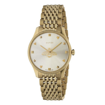 Brand: Gucci Series: G-Timeless Model: YA1264155 Gender: Ladies Movement: Quartz Water Resistance: 50 meters / 165 feet Features: Stainless Steel, Gold, Analog