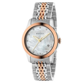 Brand: Gucci Series: G-Timeless Model: YA126514 Gender: Ladies Movement: Quartz Water Resistance: 50 meters / 165 feet Features: Calendar, Diamond, Gold, Stainless Steel