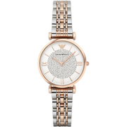Emporio Armani White Crystal Pave Dial Two-Tone Watch AR1926