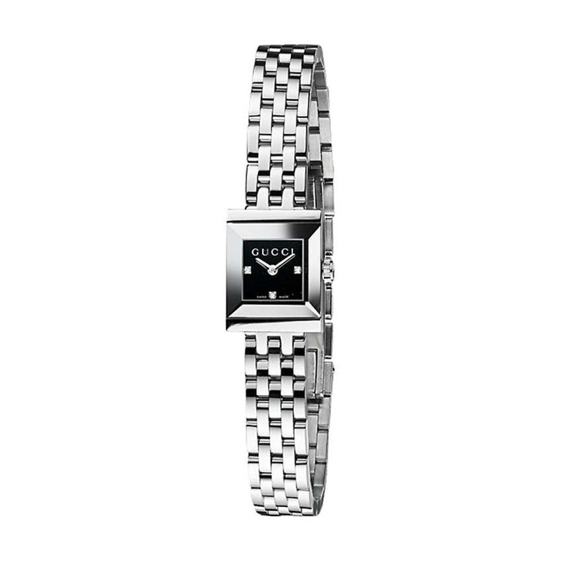Brand: Gucci Series: G-Frame Model: YA128507 Gender: Ladies Movement: Quartz Water Resistance: 30 meters / 100 feet Features: Stainless Steel, Analog