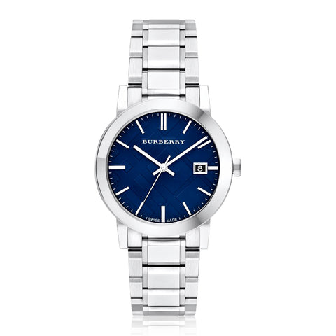 Burberry The City Blue Check Stamped Dial Stainless Steel BU9031
