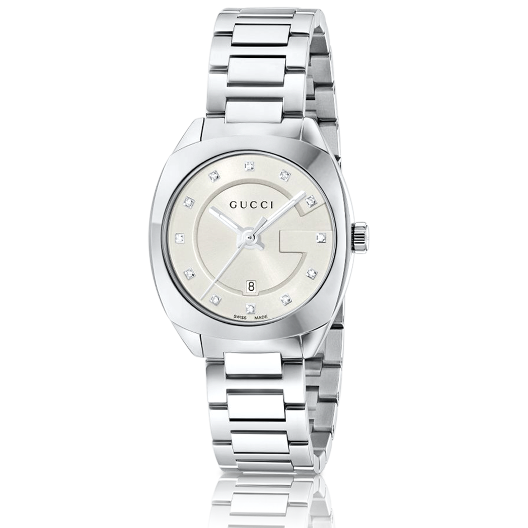 Brand: Gucci Series: GG2570 Model: YA142504 Gender: Ladies Movement: Quartz Water Resistance: 50 meters / 165 feet Features: Calendar, Diamond, Stainless Steel