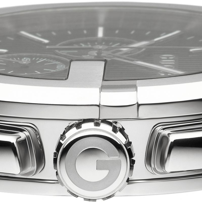 Brand: Gucci Series: Dive Model: YA101204 Gender: Men's Movement: Quartz Water Resistance: 50 meters / 165 feet Features: Chronograph, Stainless Steel, Analog