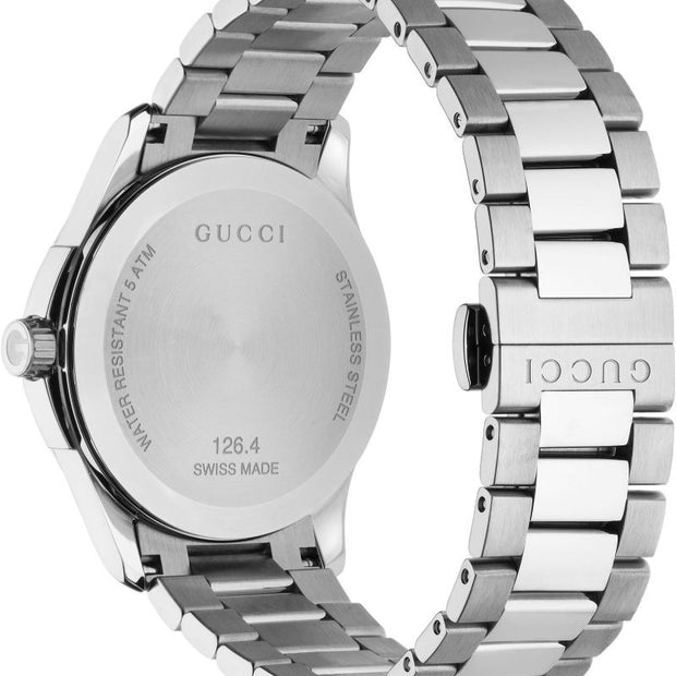 Brand: Gucci Series: G-Timeless Model: YA141401 Gender: Unisex Movement: Quartz Water Resistance: 50 meters / 165 feet Features: Date, Hour, Minute, Second