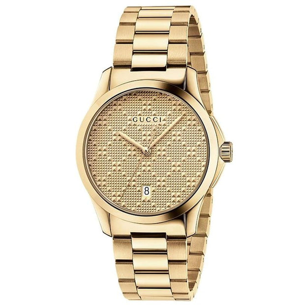 Gucci G-Timeless Yellow Gold Diamond Pattern Dial Men's Watch YA126461