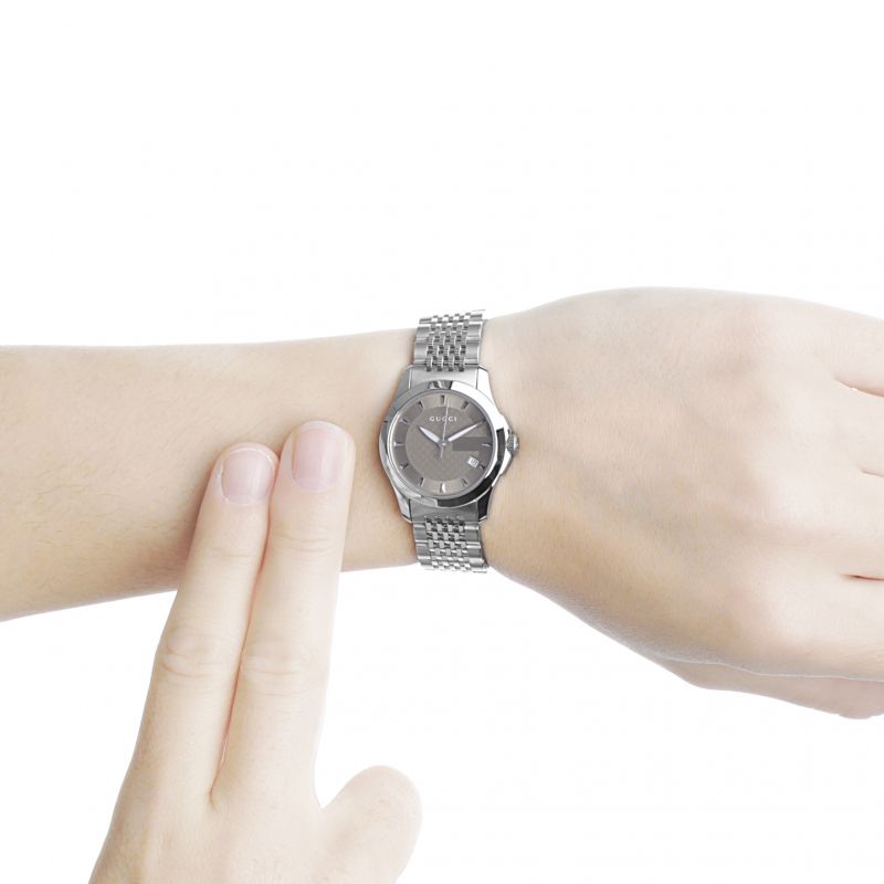 Brand: Gucci Series: G-Timeless Model: YA126503 Gender: Ladies Movement: Quartz Water Resistance: 50 meters / 165 feet Features: Diamond, Stainless Steel