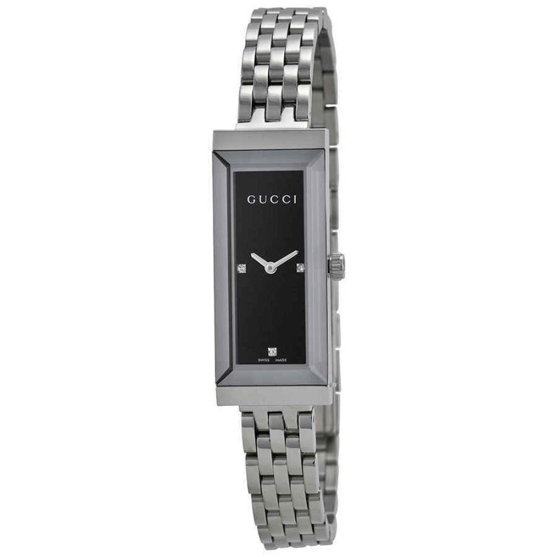 Brand: Gucci Series: G-Frame Model: YA127504 Gender: Ladies Movement: Quartz Water Resistance: 30 meters / 100 feet Features: Diamond, Stainless Steel, Analog