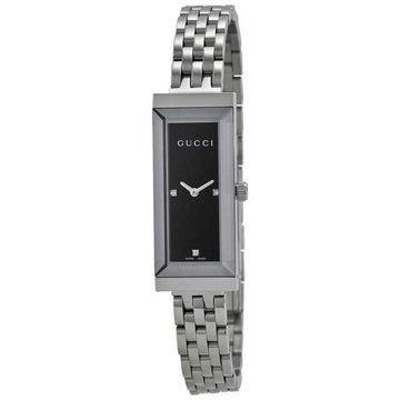 Brand: Gucci Series: G-Frame Model: YA127504 Gender: Ladies Movement: Quartz Water Resistance: 30 meters / 100 feet Features: Diamond, Stainless Steel, Analog