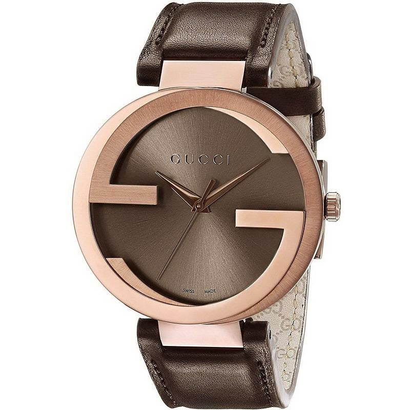 Brand: Gucci Series: Interlocking G XI Model: YA133207 Gender: Men's Movement: Quartz Water Resistance: 50 meters / 165 feet Features: Stainless Steel, Leather