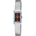 Brand: Gucci Series: G-Frame Model: YA147510 Gender: Ladies Movement: Quartz Water Resistance: 30 meters / 100 feet Features: Stainless Steel, Analog