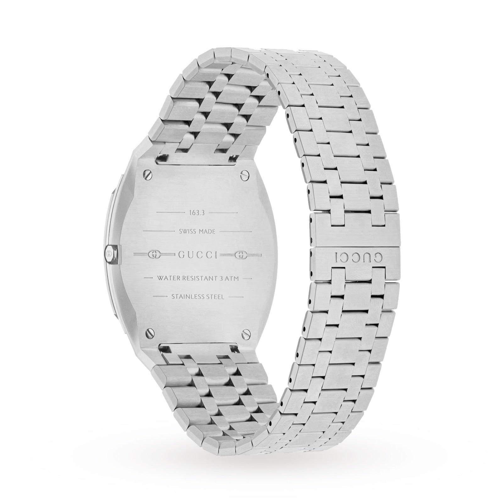 Brand: Gucci Series: 25H Model: YA163409 Gender: Men's Movement: Quartz Water Resistance: 30 meters / 100 feet Features: Stainless Steel, Analog