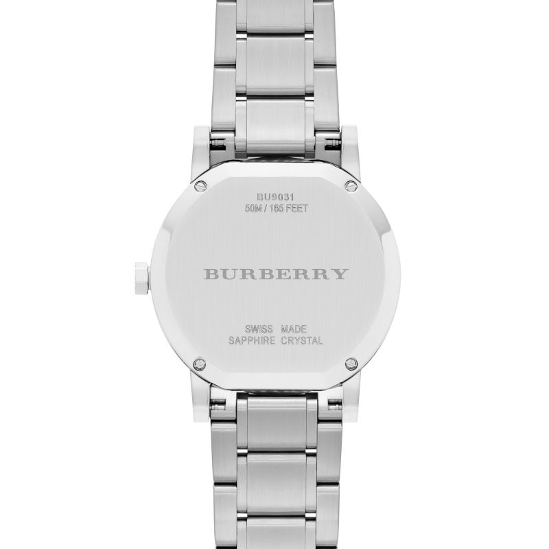 Brand: Burberry Series: The City Model: BU9031 Gender: Men's Movement: Quartz Water Resistance: 50 meters / 165 feet Features: Stainless Steel