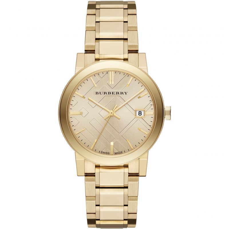 Brand: Burberry Series: The City Model: BU9033 Gender: Men's Movement: Quartz Water Resistance: 50 meters / 165 feet Features: Gold, Stainless Steel