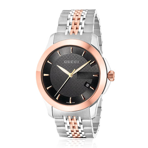 Brand: Gucci Series: G-Timeless Model: YA126410 Gender: Men's Movement: Quartz Water Resistance: 30 meters / 100 feet Features: Stainless Steel, Gold